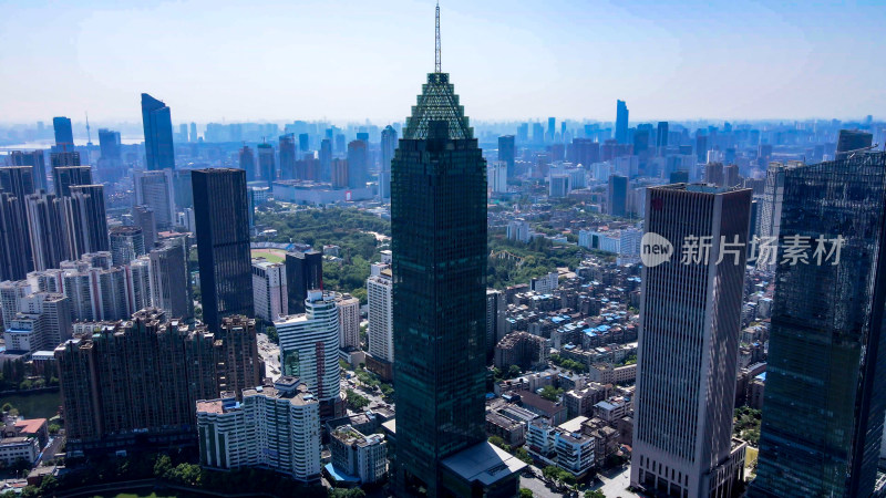 湖北武汉城市天际线高楼建筑航拍