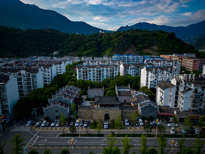 湖北兴山城市风光航拍