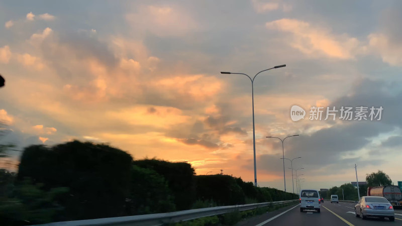 沪杭高速夕阳火烧云