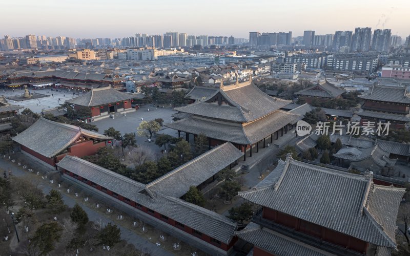 山西省大同市大同古城华严寺航拍