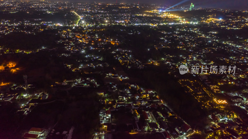 印尼巴厘岛城市夜景航拍