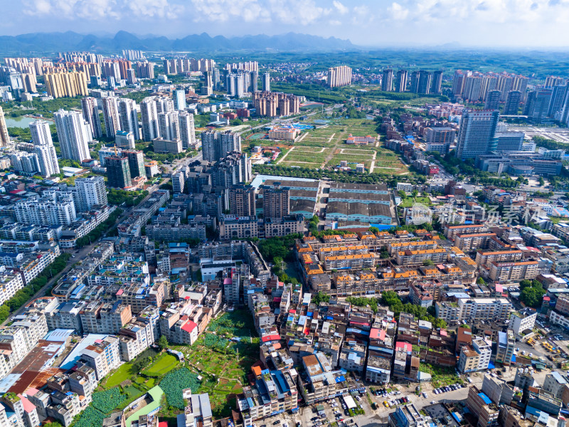 广西来宾城市高楼建筑航拍图