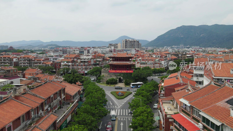 航拍福建泉州朝天门古建筑