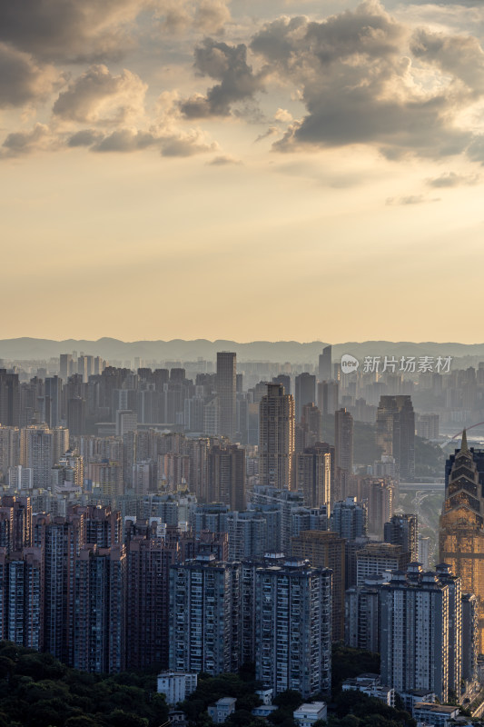 重庆城市天际线日落风景