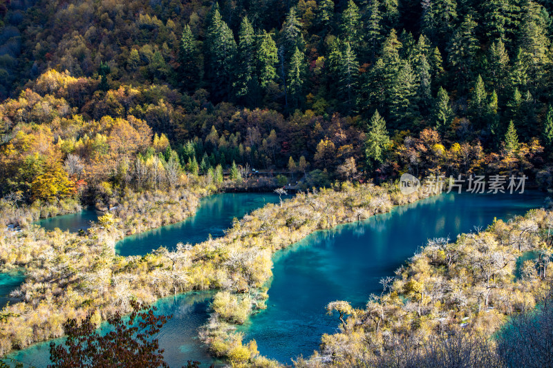 九寨沟秋色，树正群海湖光山色五彩斑斓