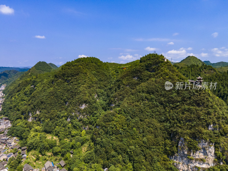 大自然山川蓝天白云天空航拍图