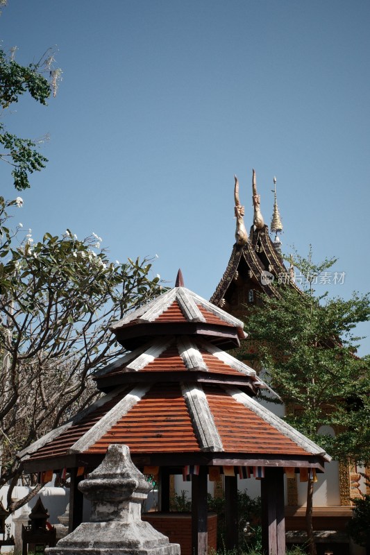 泰国清迈寺庙佛塔建筑特写