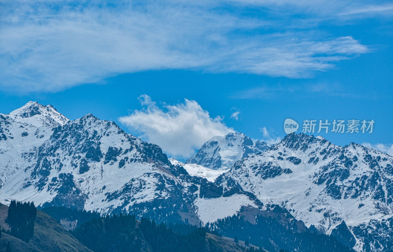 新疆昌吉天山天池旅游景区雪山自然风光