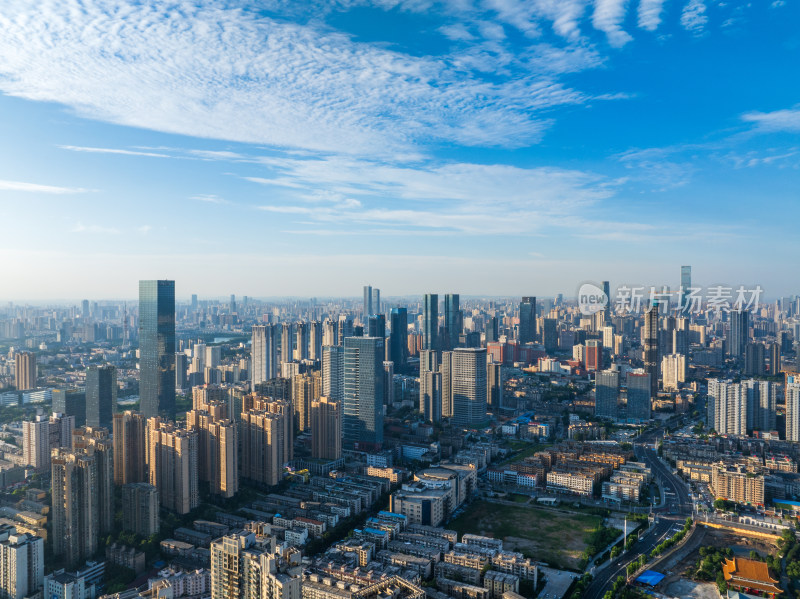 城市高楼林立的长沙江景航拍全景