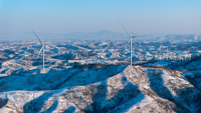 冬季雪后豫西丘陵山区自然风景航拍