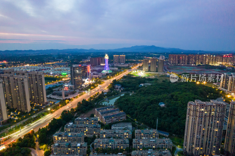 航拍衡阳城市夜景风光