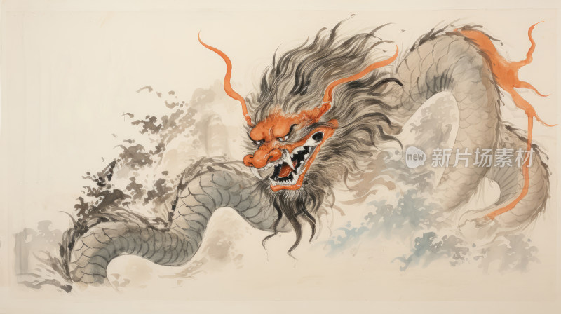 中国风水墨画中国神话龙形象