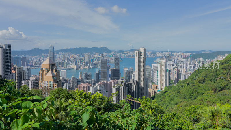 香港维多利亚港城市天际线中环城市建筑群