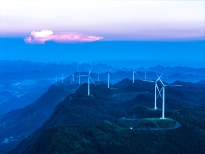 绿色能源风能发电喀斯特地貌