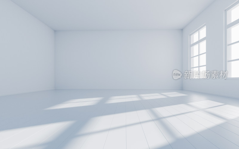 阳光照入室内空房间3D渲染