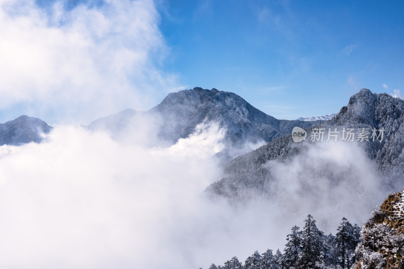 冬季成都西岭雪山景区综合航拍