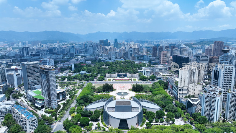 福州五一广场照片航拍福建大剧院于山堂风景