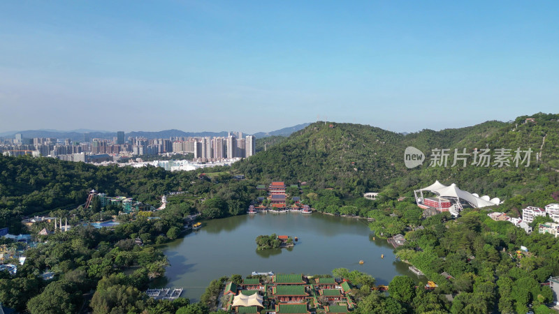 航拍广东珠海圆明新园