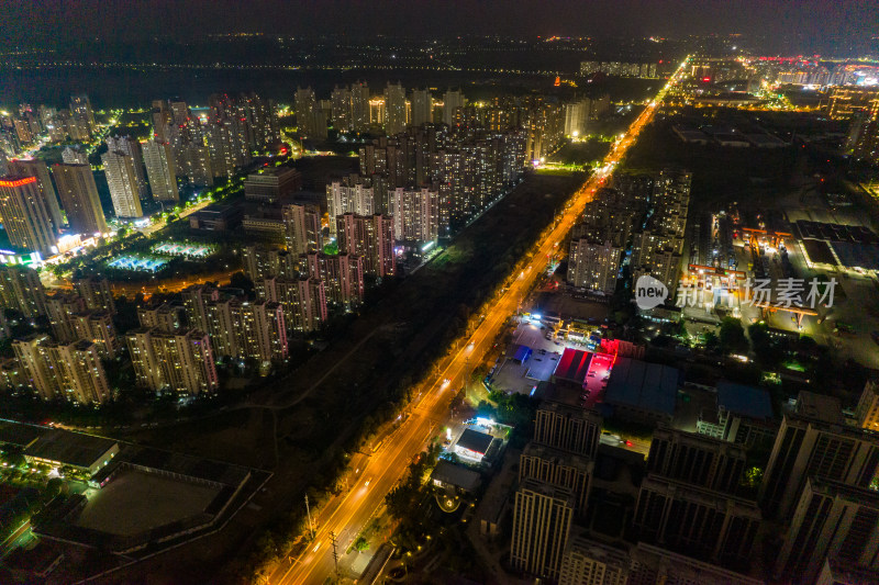 安徽蚌埠新城区城市夜景航拍图