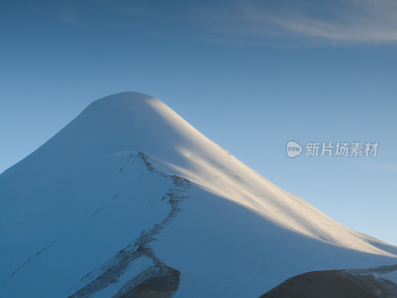 航拍青海玉珠峰南坡雪山冰川日出