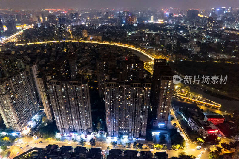 四川成都万家灯火夜景航拍图