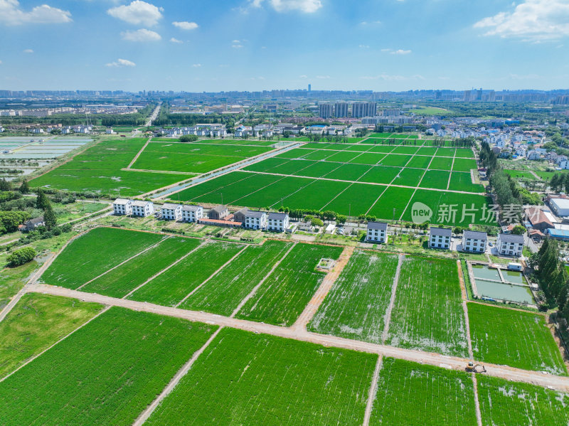 航拍昆山城市乡村建筑风光大景