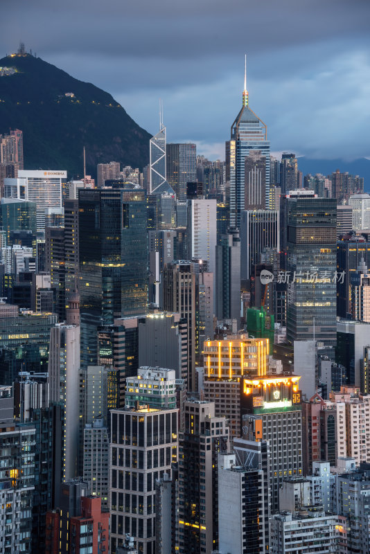 香港维多利亚港CBD中环夜景