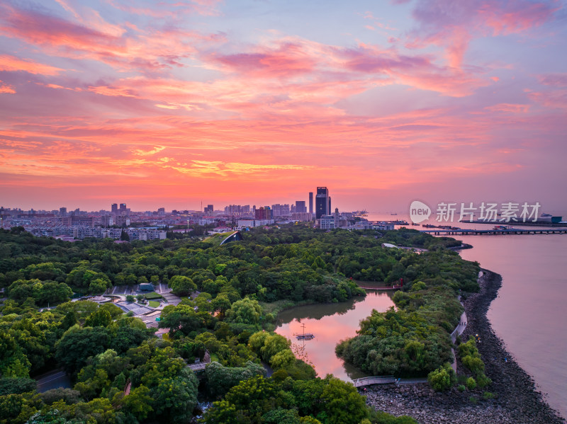 上海吴淞炮台湾国家湿地公园全景