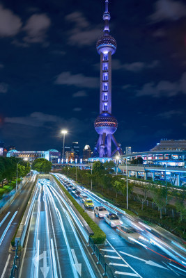 上海陆家嘴的夜景