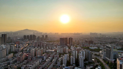 福建泉州日落航拍图