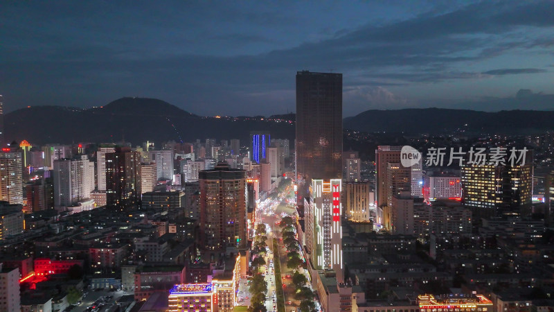 甘肃兰州夜景兰州城市夜景航拍