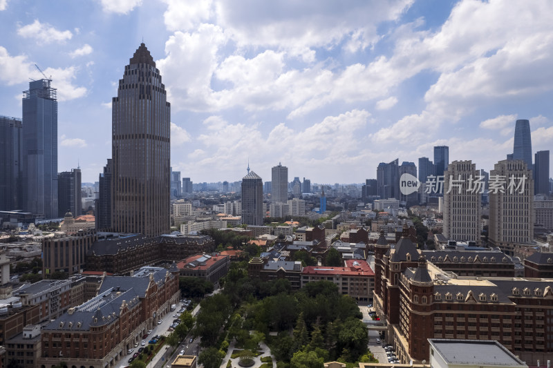 天津海河风景线城市天际线建筑风光航拍