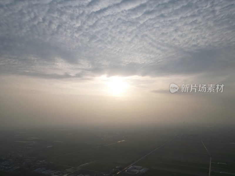 乡村日出航拍全景