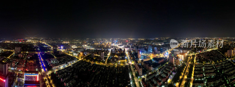 江苏宿迁城市夜景航拍全景图