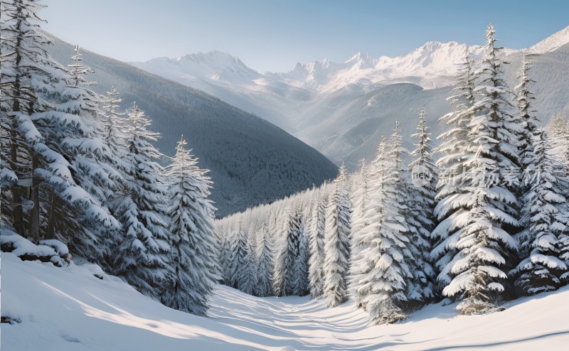 冬季森林白雪覆盖风景