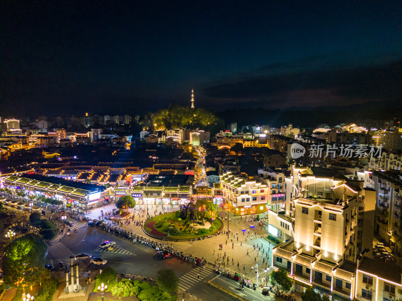 福建泰宁古城城市夜景灯光航拍图