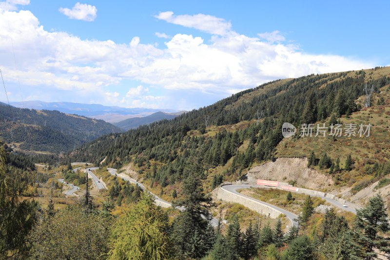 中国四川甘孜高角度视野中的道路