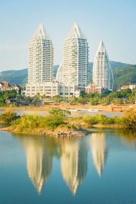 西双版纳景洪市城市风光与建筑