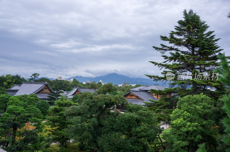 高处俯拍日本京都二条城