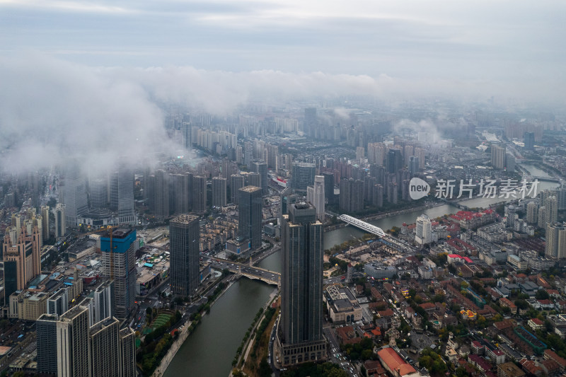 天津站海河津湾CBD金融中心城市云海风光