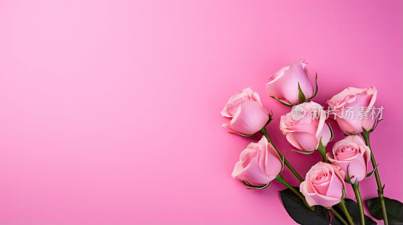 粉红色背景上的玫瑰花特写