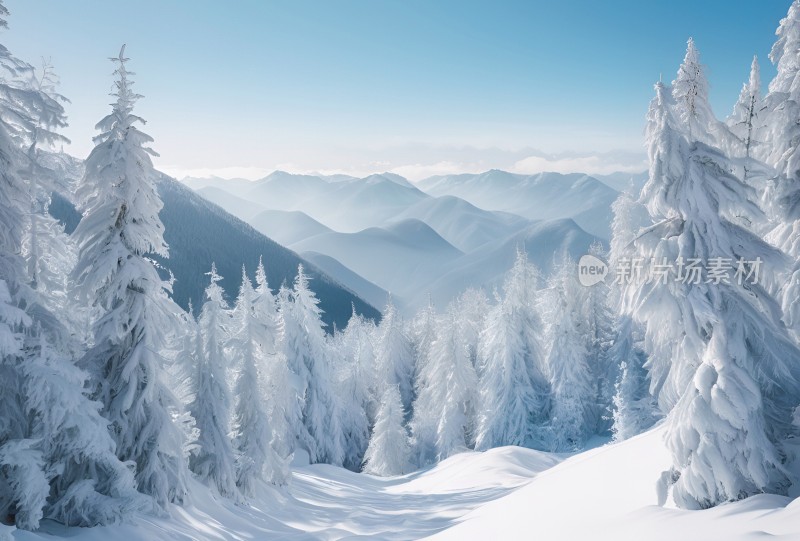 冬季森林白雪覆盖风景