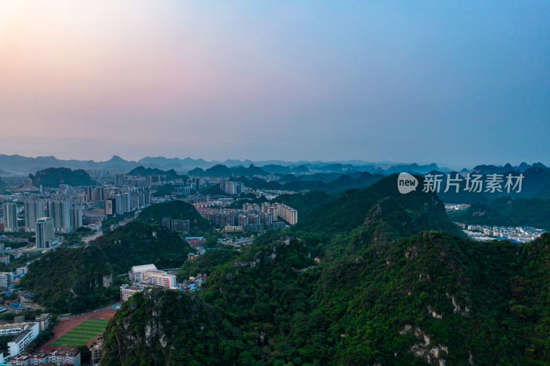 广西柳州城市清晨风光航拍