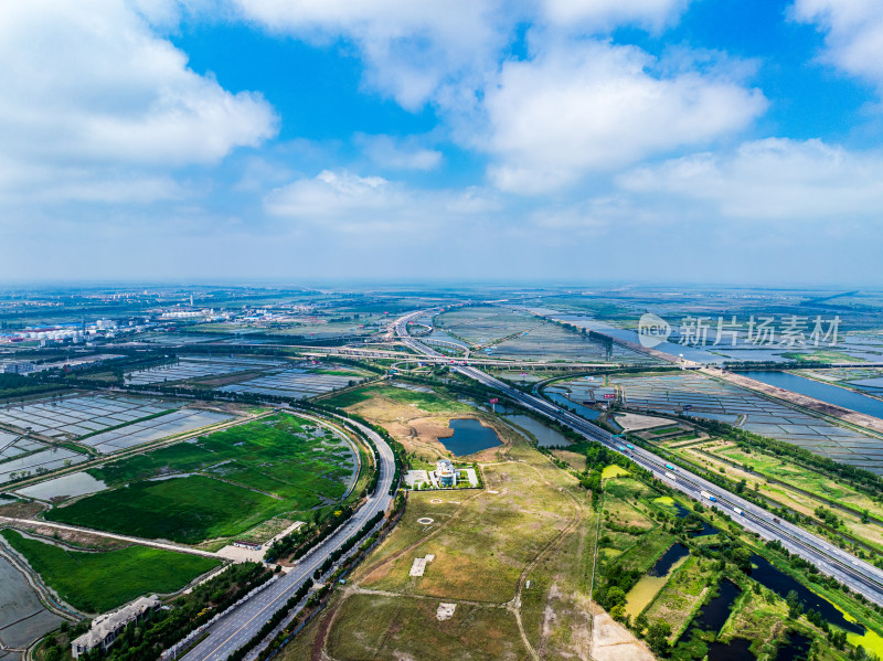 辽宁锦州公路田园航拍全景