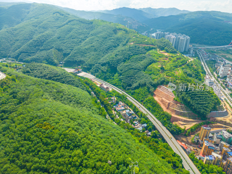 航拍西双版纳景洪市城市风光