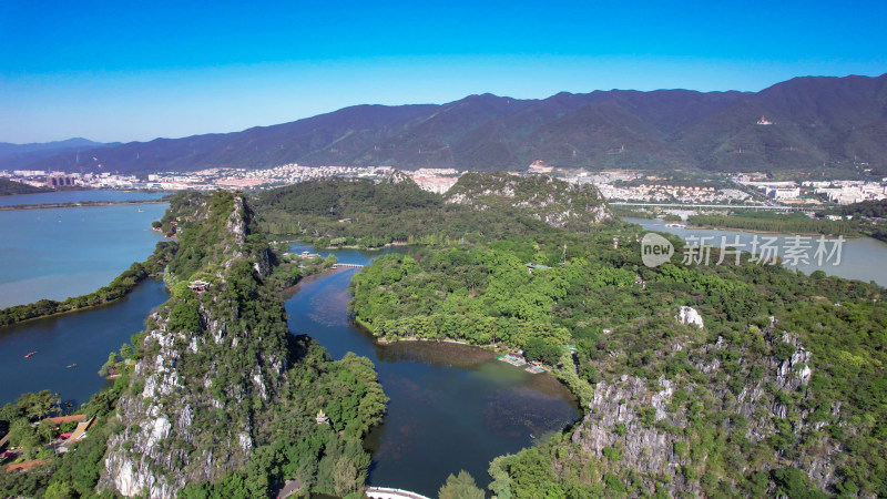 广东肇庆星湖景区七星山5A景区航拍