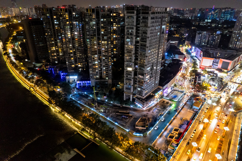 航拍四川成都城市夜景交通灯光