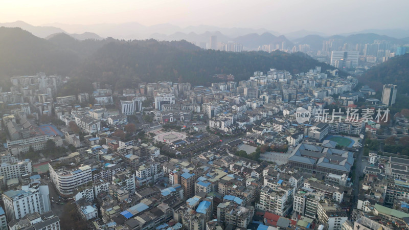 航拍贵州遵义红花岗区城市建设