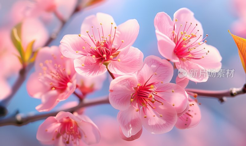 春日桃花盛开浪漫花朵清新花海背景