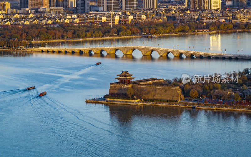 山东省聊城市东昌府区聊城古城航拍